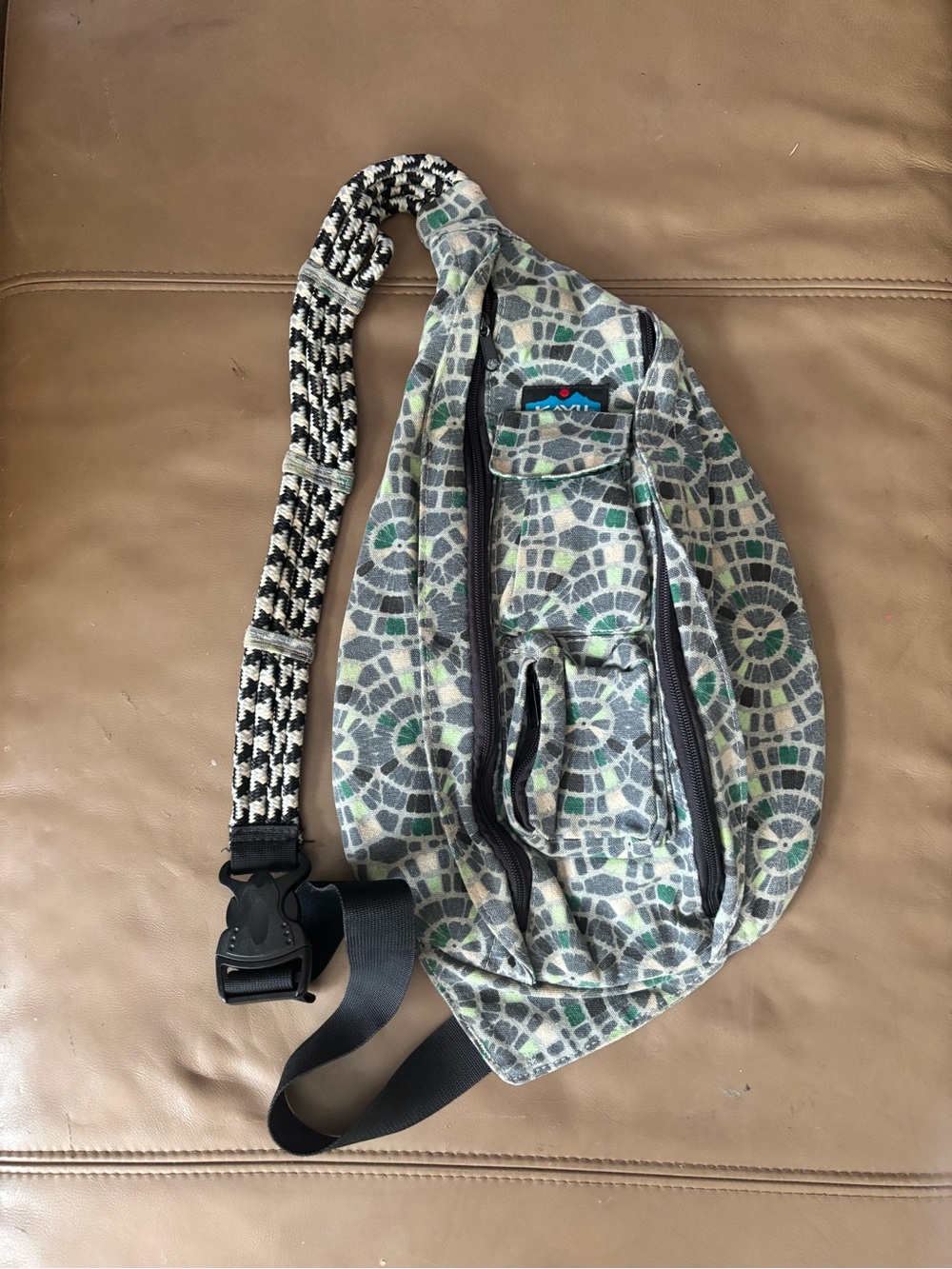 Kavu Patterned Green Mosaic Sling Bag Unisex